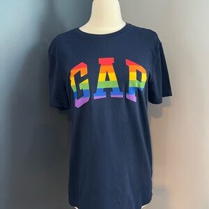 Gap Pride Rainbow Logo T-Shirt Unisex Navy Graphic Tee XS
